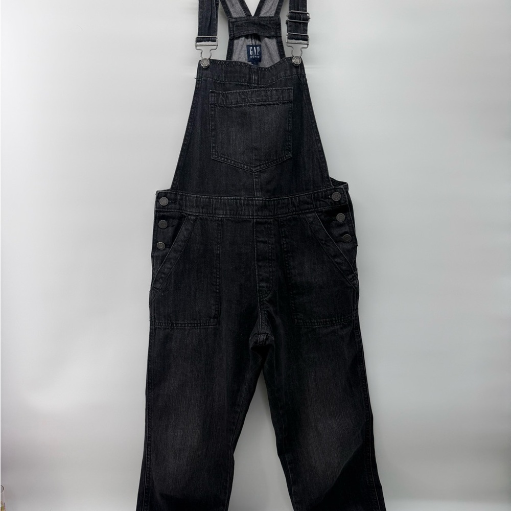 GAP denim bib overalls in washed black size S INSEAM 25 women's slouchy fit